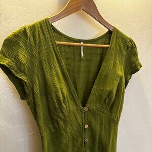 Free People New In Town Dress in Olive Green